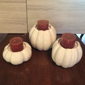 Gold Canyon pumpkin candle holder set